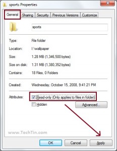 Make files and folder read only in Windows 7 – TechTin